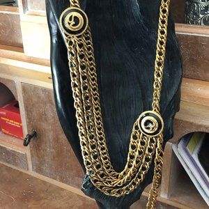 ST. John Black and Gold Chain Belt